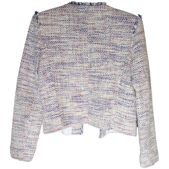 Sandro Paris Tweed Patches Tricolor Cardigan Blazer Jacket | Patriotic colorway - Picture 2 of 6